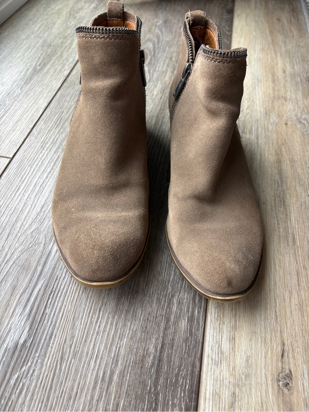Women’s Lucky Brand Brown Suede Ankle Boots - Zip Side